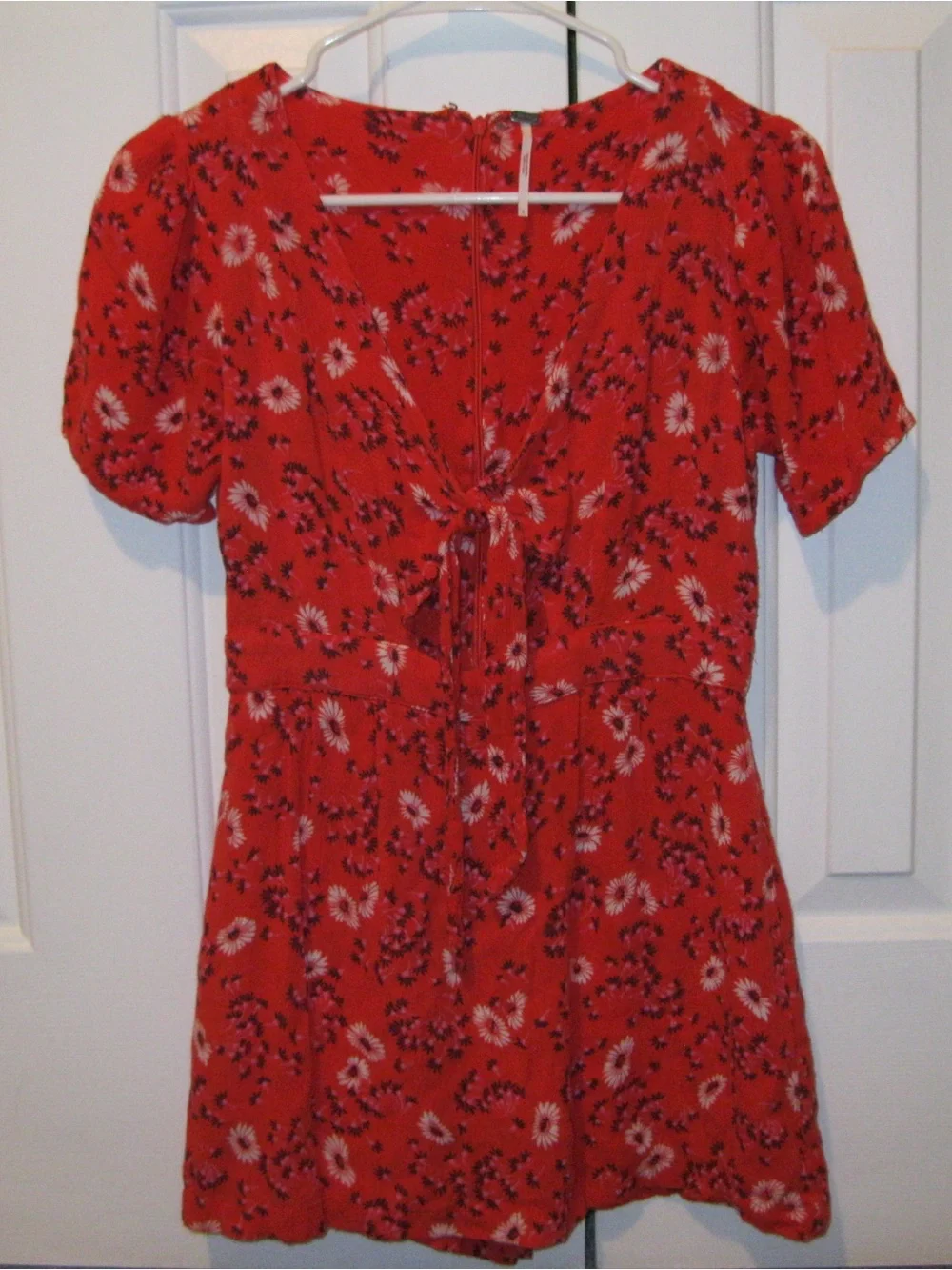 Free People Floral Tie-Front Jinx Red Floral Women’s Romper